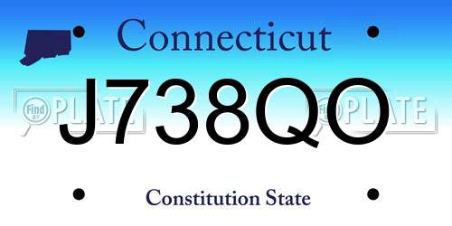 J738QO Connecticut License Plate