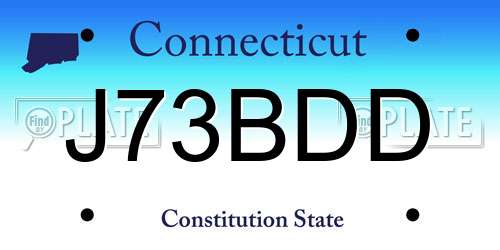 J73BDD Connecticut License Plate