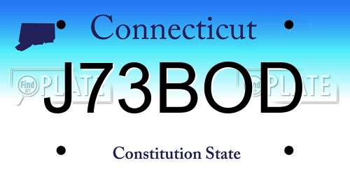 J73BOD Connecticut License Plate