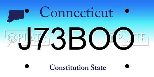 J73BOO Connecticut License Plate