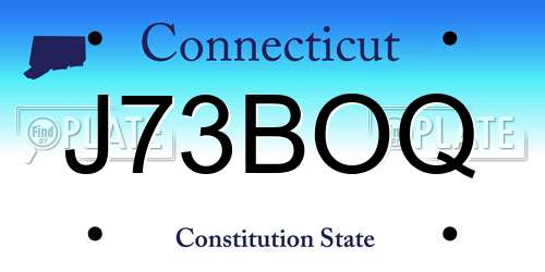 J73BOQ Connecticut License Plate