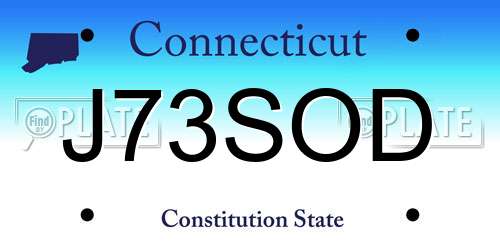 J73SOD Connecticut License Plate