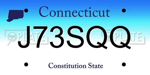 J73SQQ Connecticut License Plate