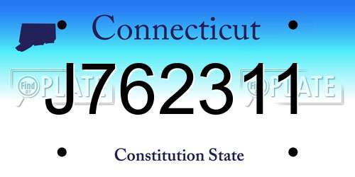 J762311 Connecticut License Plate