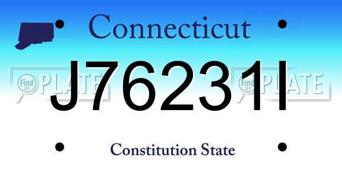 J76231I Connecticut License Plate