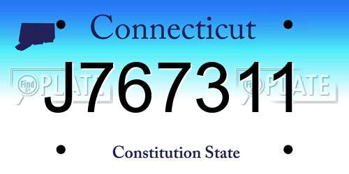 J767311 Connecticut License Plate