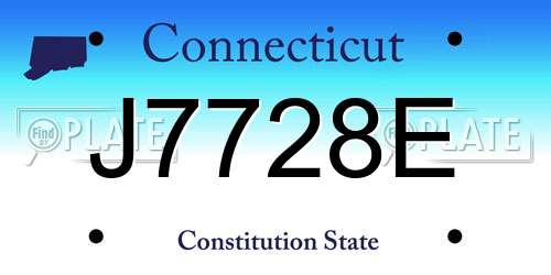 J7728E Connecticut License Plate