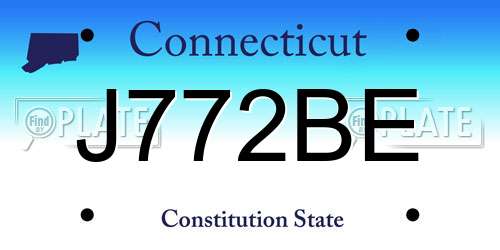 J772BE Connecticut License Plate