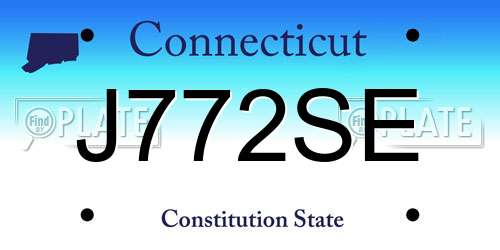 J772SE Connecticut License Plate