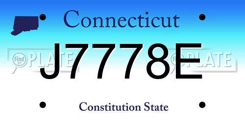 J7778E Connecticut License Plate