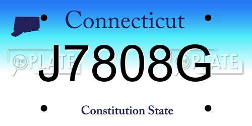J7808G Connecticut License Plate