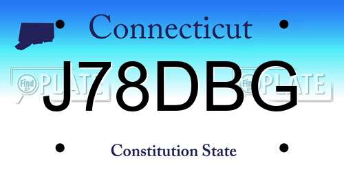 J78DBG Connecticut License Plate