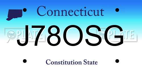 J78OSG Connecticut License Plate