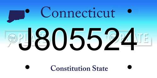 J805524 Connecticut License Plate