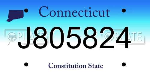 J805824 Connecticut License Plate