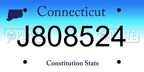 J808524 Connecticut License Plate