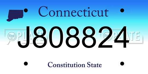 J808824 Connecticut License Plate