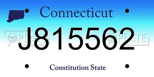 J815562 Connecticut License Plate
