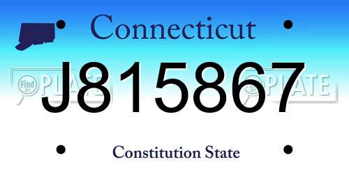 J815867 Connecticut License Plate