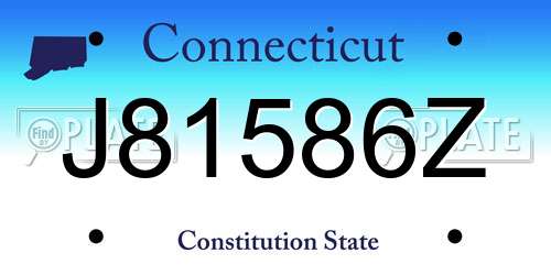 J81586Z Connecticut License Plate