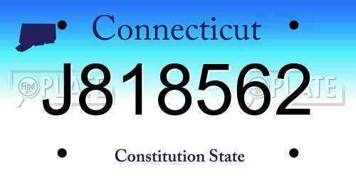 J818562 Connecticut License Plate
