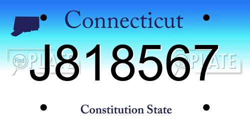 J818567 Connecticut License Plate