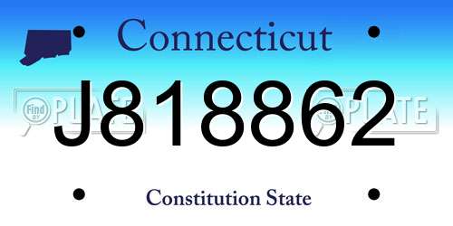 J818862 Connecticut License Plate