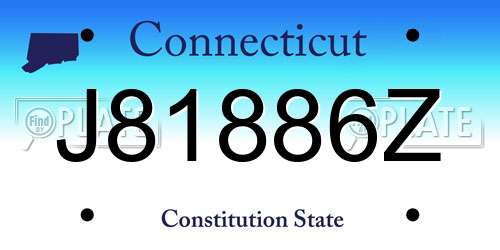 J81886Z Connecticut License Plate