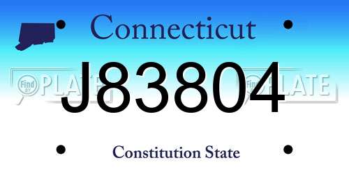J83804 Connecticut License Plate