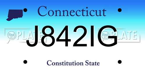 J842IG Connecticut License Plate