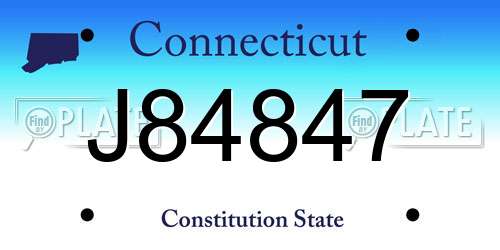 J84847 Connecticut License Plate