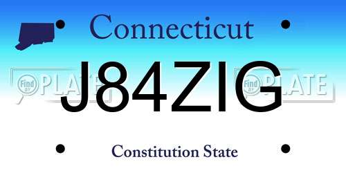 J84ZIG Connecticut License Plate