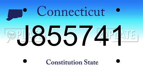 J855741 Connecticut License Plate