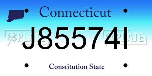 J85574I Connecticut License Plate