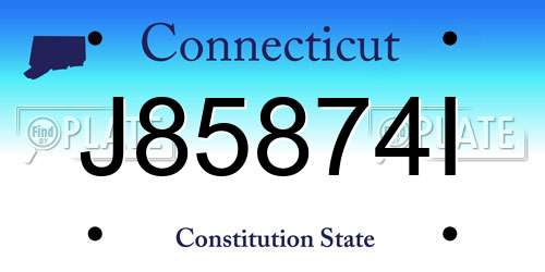 J85874I Connecticut License Plate