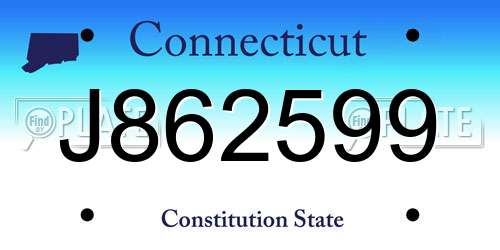 J862599 Connecticut License Plate