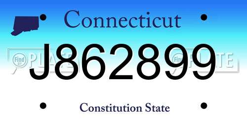 J862899 Connecticut License Plate
