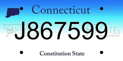 J867599 Connecticut License Plate