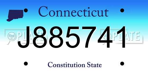 J885741 Connecticut License Plate