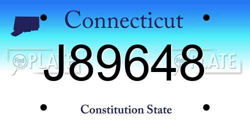 J89648 Connecticut License Plate