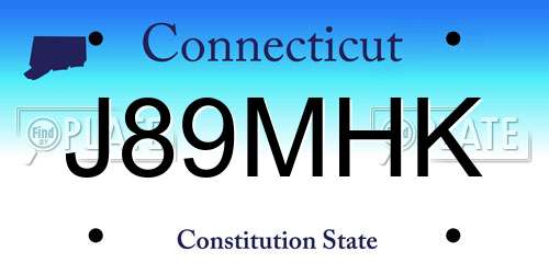 J89MHK Connecticut License Plate
