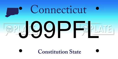J99PFL Connecticut License Plate