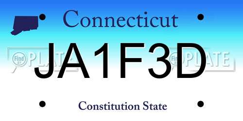 JA1F3D Connecticut License Plate