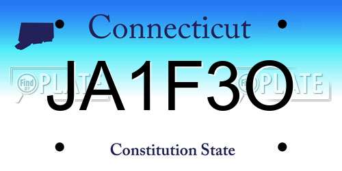 JA1F3O Connecticut License Plate