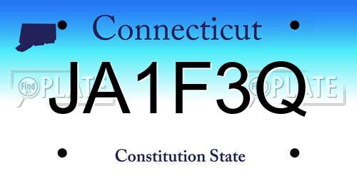 JA1F3Q Connecticut License Plate