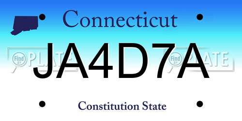 JA4D7A Connecticut License Plate