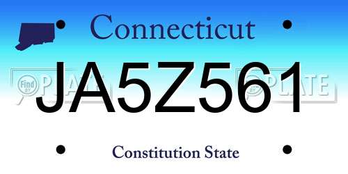 JA5Z561 Connecticut License Plate