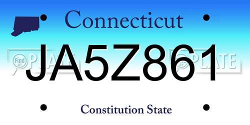 JA5Z861 Connecticut License Plate