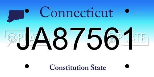 JA87561 Connecticut License Plate