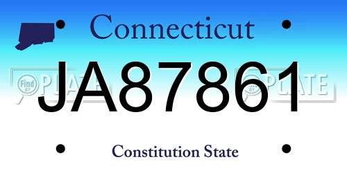 JA87861 Connecticut License Plate